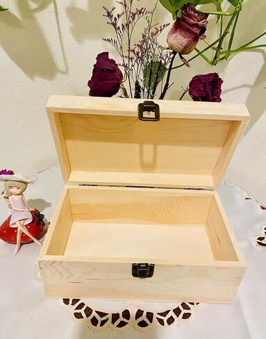 2026 New Wooden Keepsake Box – Memory Box 9.2"x5.5"x4" Unfinished Wood Box in Saudi Arabia