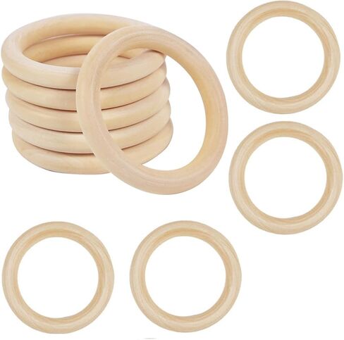 3 Inch Wooden Rings for Craft, 10Pack 75mm Diameter Unfinished Solid Wood Rings for Crafts, Smooth Sureface Nature Wooden Rings for Macrame Craft, Pendant Connectors and Jewelry Making in Kuwait