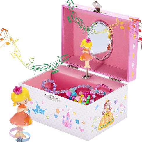 Jewelkeeper Girl's Musical Jewelry Storage Box with Spinning Unicorn, 6 x 4.65 x 3.5 inches, Rainbow Design, The Beautiful Dreamer Tune in Kuwait
