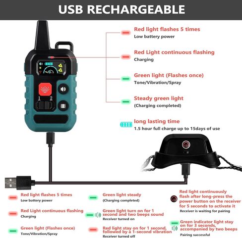 Citronella Bark Collar for Dogs with Remote, No Shock, 1000ft Range (Green) in Kuwait