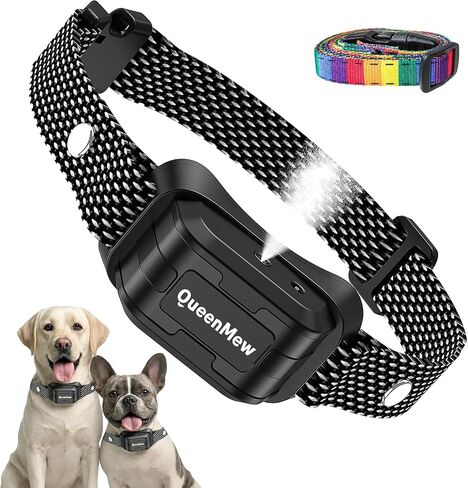 Citronella Dog Bark Collar for Large Medium Small Dogs, No Shock Bark Collar with 3 Adjustable Sensitivity & Spray Levels, Rechargeable Anti-Bark Collars with 2 Collar Straps, Black in Kuwait