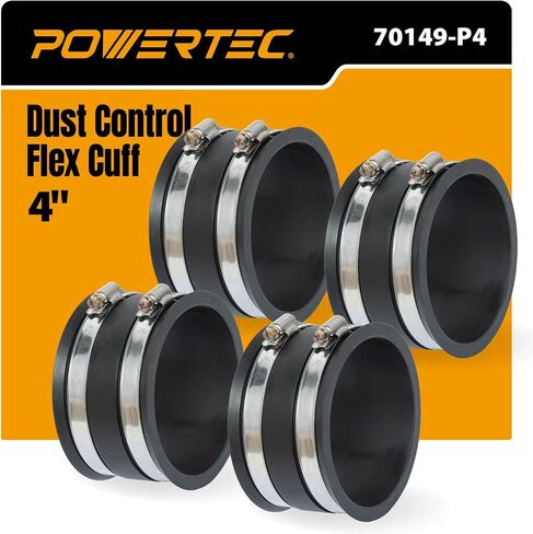 POWERTEC 70149-P4 Dust Control Flex Cuff with Steel Clamps, 4-Inch, 4PK in Kuwait