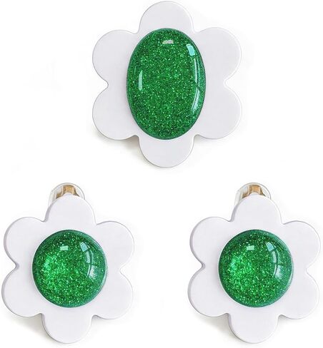 White Green Flower Earrings with Brooch for Women Girls Princess Costume Accessories Large Cosplay Earrings for Daisy in Kuwait