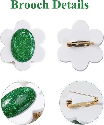 White Green Flower Earrings with Brooch for Women Girls Princess Costume Accessories Large Cosplay Earrings for Daisy in Kuwait