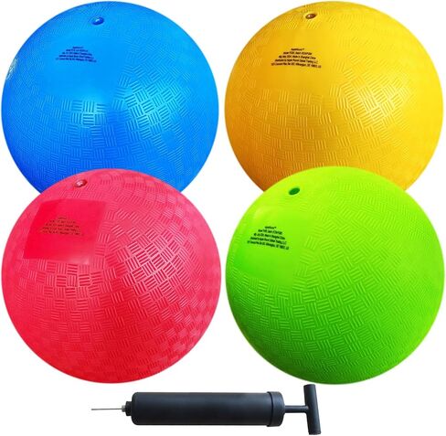 AppleRound 4-Pack of 5 Inch Small Playground Balls for Toddlers Kids with Air Pump - Kickball, Handball for Outdoor Kindergarten Preschool Games in Kuwait