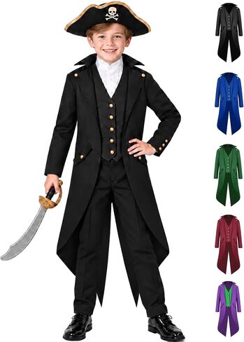 BITSEACOCO Boys Medieval Tailcoat Jacket Halloween Costumes, Gothic Steampunk Vintage Victorian Frock Uniform Coat in Kuwait