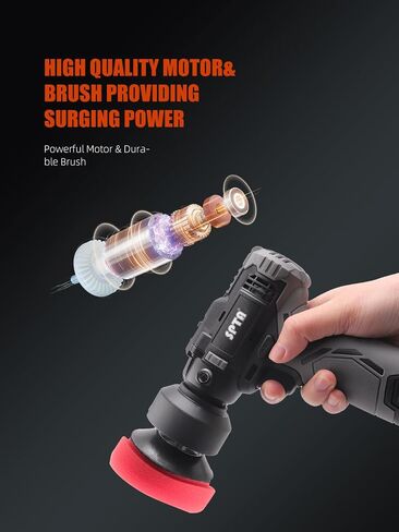 SPTA 12V Cordless Car Rotary Polisher Tool Sets, Dual Action Polisher Cordless Drill Variable Speed Buffer, 2000mAh Li-ion Battery with Fast Charger and Polishing Pads for Car Detailing and Polishing in Kuwait