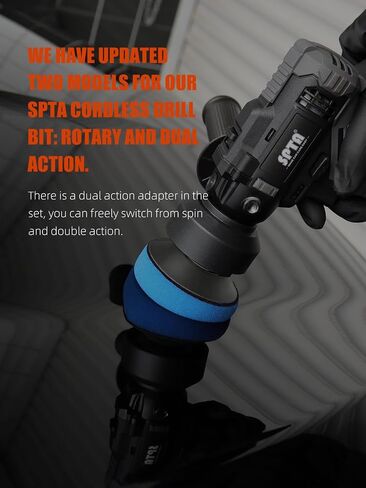 SPTA 12V Cordless Car Rotary Polisher Tool Sets, Dual Action Polisher Cordless Drill Variable Speed Buffer, 2000mAh Li-ion Battery with Fast Charger and Polishing Pads for Car Detailing and Polishing in Kuwait