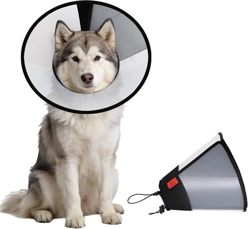 Plastic Dog Recovery Cone Collar, Soft Comfortable Breathable Post-Surgery Pet Cone, Escape-Proof, Easy Clean, Prevents Licking Wounds, Waterproof & Adjustable L (Neck 14.1"-18.1") in Saudi Arabia