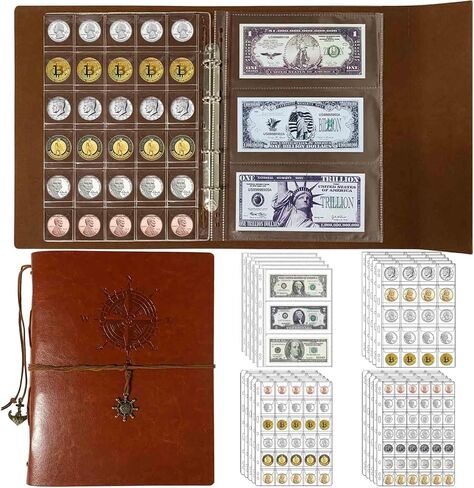 460 Coin Pockets & 30 Sleeves Paper Money Collection Album Book Holder in Kuwait