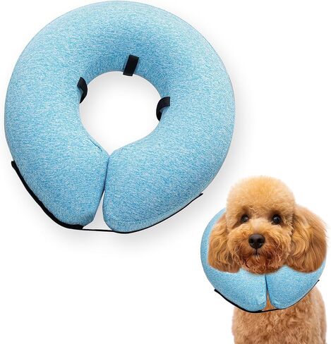 Big Ant Protective Inflatable Collar for Dogs and Cats, Soft Cone for Dogs After Surgery, Dog Neck Donut Collar, Dog Cone Collar Soft Pet Recovery Collar Does Not Block Vision E-Collar (Large, Blue) in Kuwait