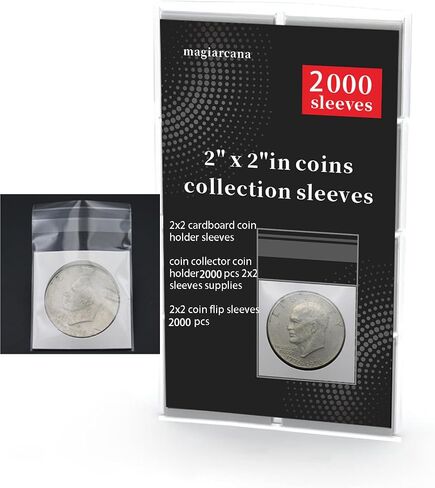 1000 2x2 Coin Sleeves, Self-Seal & Labelable for Flips & Coins in Saudi Arabia