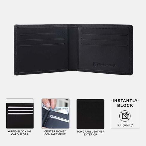SLNT Leather RFID Blocking Passport Wallet - 4 Card Slots & Passport Slot, Clean, Sleek, Stylish, Minimal Design - For Travel, Prevents Hacking & Identity Theft (Simple Style, Black) in Saudi Arabia