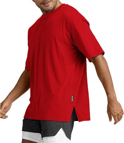 Men's Loose Fit Athletic T-Shirts Lightweight Quick Dry Short Tshirts Crew Neck Outdoor Workout Tops in Kuwait