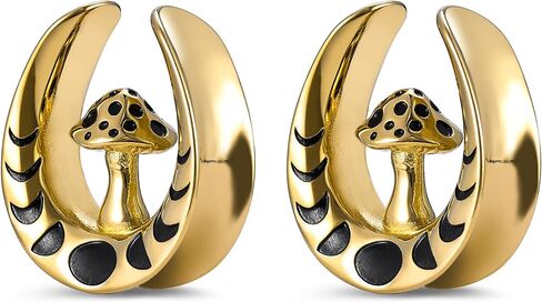 2PCS Mushroom Saddle Ear Gauges Plugs Surgical Steel Ear Tunnels Expander Stretchers Earrings Piercing Body Jewelry 0g-1"(8mm-25mm) in Kuwait