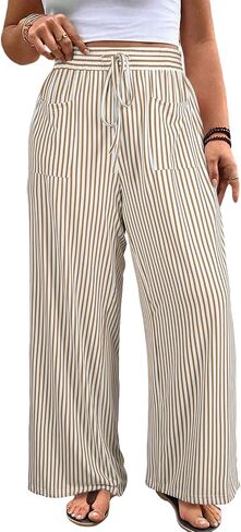 Eytino Women Plus Size Wide Leg Pants Casual Loose Smocked High Waisted Lounge Pajama Palazzo Pants(1X-5X) in Kuwait