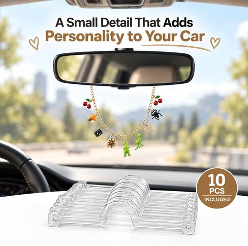 10 Pack Rearview Mirror Charm Hangers, Clear Acrylic Car Ornament Hooks for Hanging Pendants, Charms, Crystals & Decorations, DIY Car Mirror Accessories in Kuwait