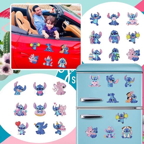 nekpiahu 30 Pcs Diamond Painting Magnets Watercolor Diamond Art Magnet Kits for Adults 5D Rhinestone Refrigerator Magnetic Sticker for DIY Crafts Fridge Gifts in Kuwait