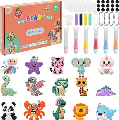 FEMBW Mosaic Bead Art Craft Kit for Kids Ages 6-12, DIY Creative Art Set with Colorful Pattern Templates and Bead Pens, Hands-On Crafting Activity for Boys and Girls, Fun Birthday Gift in Saudi Arabia