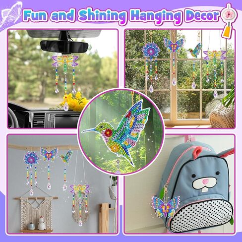 WethCorp Diamond Painting Arts and Crafts for Kids Ages 8-12,Birthday Gifts for 6 7 8 9 10-12 Year Old Girls Diamond Art Kits for Adults Teen Girl Gifts Trendy Stuff Wind Chimes Home Decor (4 PCS) in Kuwait