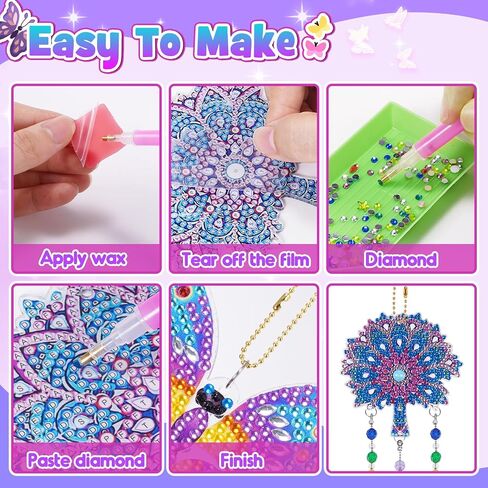 WethCorp Diamond Painting Arts and Crafts for Kids Ages 8-12,Birthday Gifts for 6 7 8 9 10-12 Year Old Girls Diamond Art Kits for Adults Teen Girl Gifts Trendy Stuff Wind Chimes Home Decor (4 PCS) in Kuwait