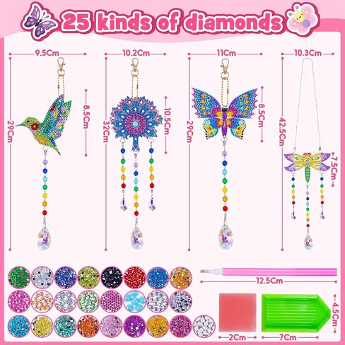 WethCorp Diamond Painting Arts and Crafts for Kids Ages 8-12,Birthday Gifts for 6 7 8 9 10-12 Year Old Girls Diamond Art Kits for Adults Teen Girl Gifts Trendy Stuff Wind Chimes Home Decor (4 PCS) in Kuwait