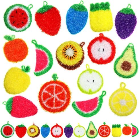 Kenning 16 Pcs Fruit Dish Scrubber Non Scratch Dish Washing Scrubbers Reusable Kitchen Scrubber for Dishwashing Cleaning Washing Dishes Cookware Tubs Sinks in Kuwait