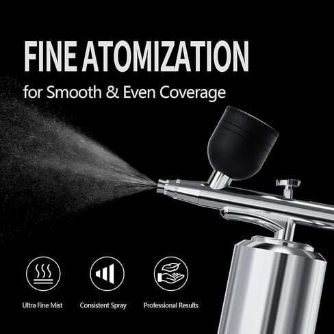 Airbrush Sets Air Brush Kit With Air Compressor Nail Paint Wireless Air Brush for Barber, Nail Art, Cake Decor, Makeup, Model Painting (Silver black) in Kuwait
