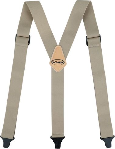 KUNN Mens Suspenders - Airport Friendly 1.5 inches Wide Y Back Style Elastic Suspender with Plastic Clips in Kuwait