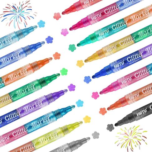 HOTU Glitter Markers Pens, 12 Sparkly Colors, 0.7mm Fine Tip for Coloring in Saudi Arabia