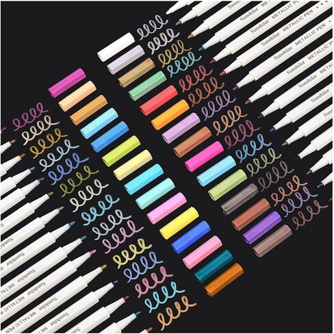 Sunshilor Metallic Markers Fine Point Metallic Marker Pens for Black Paper, Rock Painting, Easter Egg, Halloween Pumpkin, Card Making, Metal, Ceramic, Wine Glass, Set of 12 in Kuwait