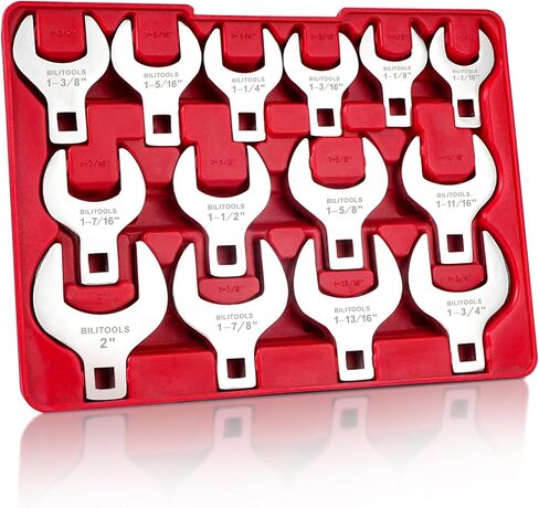 BILITOOLS Crows Foot Wrench Set, 3/8" Drive Crowfoot Flare Nut Cr-V Metric 10-22mm & SAE 3/8"-7/8" | 17 Piece in Kuwait