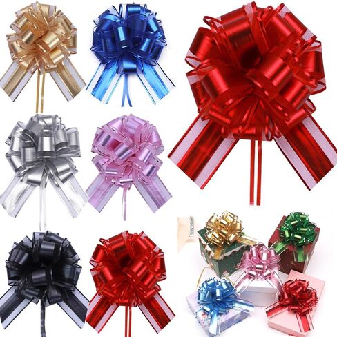 HQJAXJ 6 PCS Pull Bows,Gold Gift Bows for Presents 6 inch Pull Bow for Gifts Wrapping Party Gift Boxes Bow Basket Packaging Bows for Valentine's Day Presents Flower Decorations (gold) in Kuwait