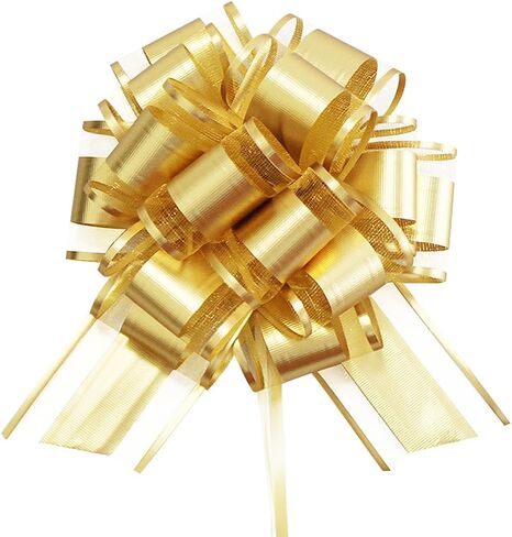 HQJAXJ 6 PCS Pull Bows,Gold Gift Bows for Presents 6 inch Pull Bow for Gifts Wrapping Party Gift Boxes Bow Basket Packaging Bows for Valentine's Day Presents Flower Decorations (gold) in Kuwait