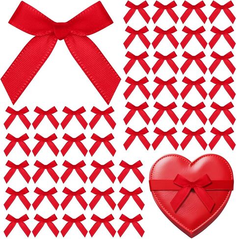 120 Pcs Mini Pink Bows for Crafts with Self-Adhesive Dot, 1.57" Small Satin Ribbon Bows for Gift Wrapping Cake Decorations Sewing Scrapbook Card Making Wedding Bow Party Decoration in Kuwait