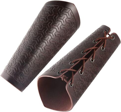 HZMAN Medieval PU Leather Arm Guards LARP Retro Renaissance Armor Leather Bracers, One Size One Pair in Saudi Arabia