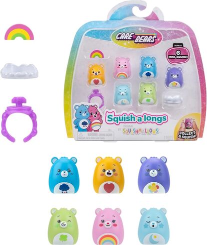 Squish-a-longs Care Bears Mini-Squish + Accessory 6-Pack (Grumpy Bear, Tenderheart Bear, Good Luck Bear, Harmony Bear, Bedtime Bear, Cheer Bear) in Saudi Arabia