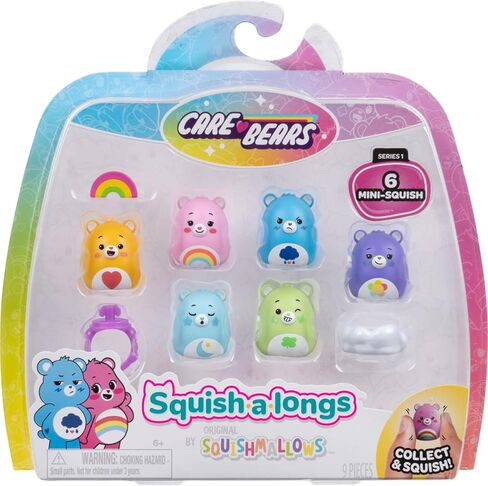 Squish-a-longs Care Bears Mini-Squish + Accessory 6-Pack (Grumpy Bear, Tenderheart Bear, Good Luck Bear, Harmony Bear, Bedtime Bear, Cheer Bear) in Saudi Arabia