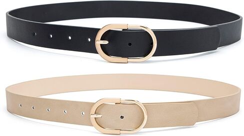 Womens Leather Waist Belts for Jeans Pants with Gold Buckle in Kuwait