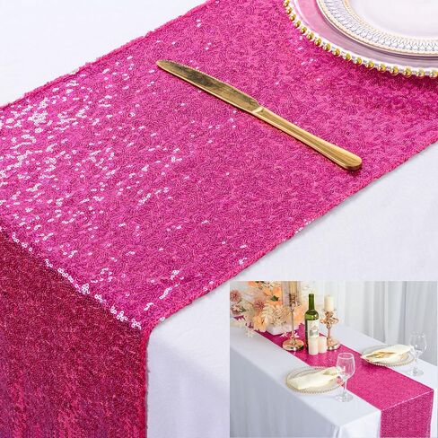 ShinyBeauty 12x108-Inch Sequin Table Runner Teal 1 Piece Table Runner Wedding Halloween Party Decorations Sequin Runners for Tables (12x108, Teal) in Kuwait