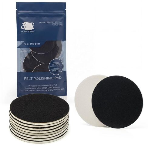 Glass Polish 11007 GP-PRO Felt Polishing Pads for Polishing Glass, Plastic, Metal, Marble - Ø 3 inch - Pack of 5 Pads in Kuwait