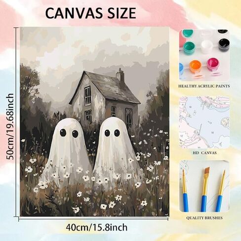 Gearock Halloween Ghost Paint by Numbers Kit for Adults, 16x20 Inch in Saudi Arabia