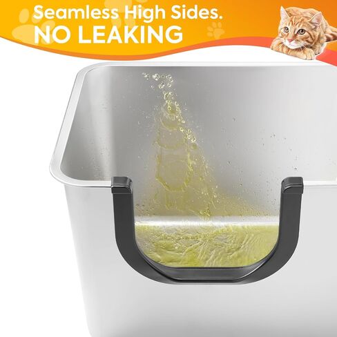 Yangbaga XXL High Sided Stainless Steel Litter Box for Cats in Kuwait