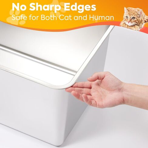 Yangbaga XXL High Sided Stainless Steel Litter Box for Cats in Kuwait
