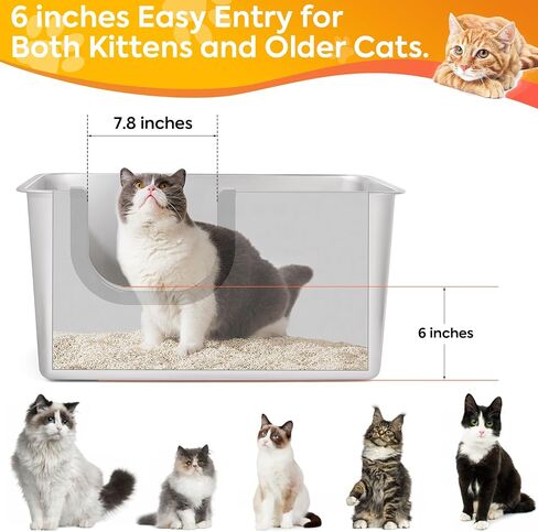 Yangbaga XXL High Sided Stainless Steel Litter Box for Cats in Kuwait