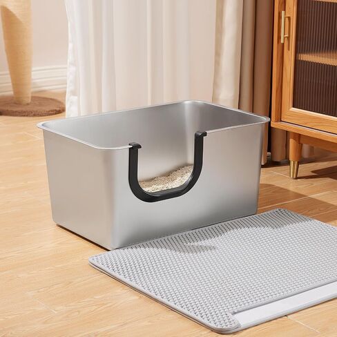 Yangbaga XXL High Sided Stainless Steel Litter Box for Cats in Kuwait