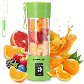 Portable Blender,Personal Blender for Shakes and Smoothies,Personal Size Blenders with USB Rechargeable Mini Fruit Juice Mixer, Mini Juicer Smoothie Blender Bottles Travel 380ML (Green, 380 ml)
