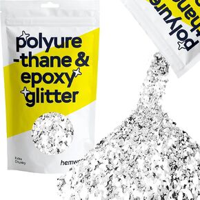 Hemway Polyurethane & Epoxy Resin Glitter 100g / 3.5oz Metallic Crystal Flake Additive for Flooring Jewelry Tumblers Glass Pigment - Extra Chunky (1/24" 0.040" 1mm) - Silver