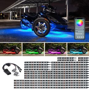 LEDGlow 38pc Bluetooth Advanced Million Color LED Accent Underlow Lighting Kit Compatible with Can-Am Spyder - Smartphone App - Brake Lights Feature - Waterproof Control Box - Flexible Strips