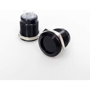 SPST الإغلاق مفتاح زر الدفع المعدني 16 مللي متر مقاوم للماء على إيقاف التبديل 12 فولت 2Pin سبائك الألومنيوم الأسود 2 قطعة in Kuwait